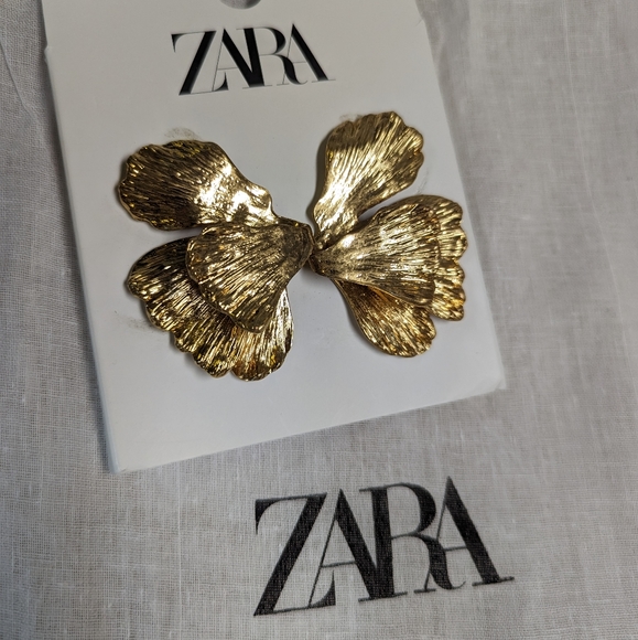 ZARA LEAF EARRINGS GOLDEN NWT - Picture 11 of 16